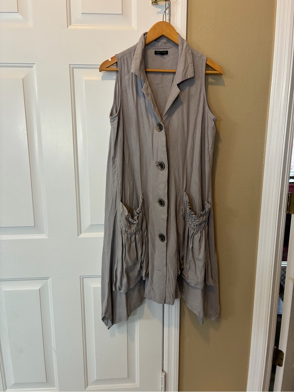 “For Cynthia” Light Gray Textured Shirt Dress, Sz L